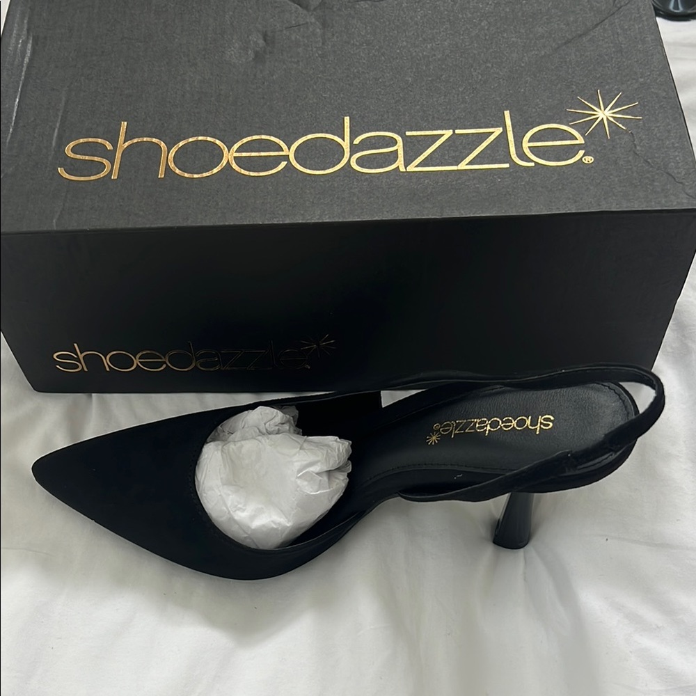Shoe Dazzle Women's Black Slingback Heels